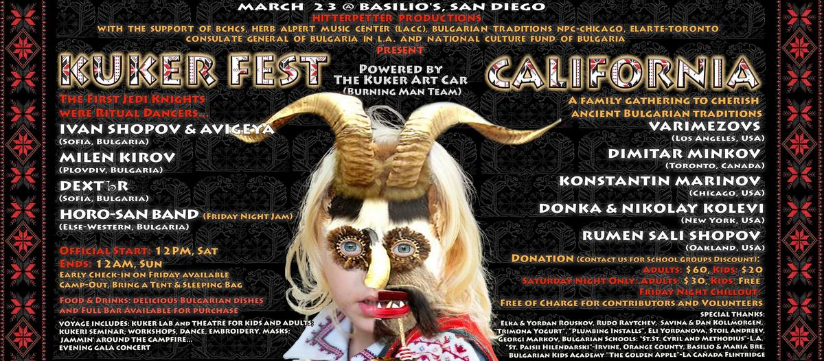 Kuker Fest California poster, March 23 at Basilio's, San Diego, with the full lineup